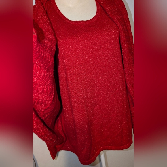 Women's Rebecca Malone blouse with attached cardigan. Sz. Large. NWOT. Red - Picture 3 of 6